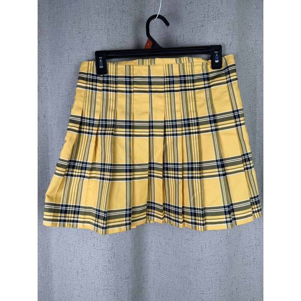 No‎ Boundaries Yellow Plaid Pleated Mini Skirt Clueless Y2K Preppy - Picture 3 of 4